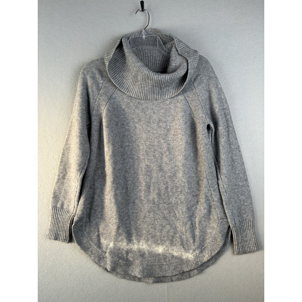 Anthropologie Sweater Womens Medium Gray Cowl Neck Pullover Dipped Hem 2654